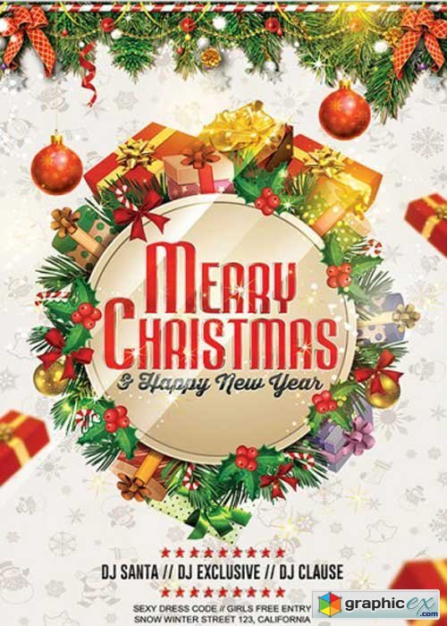 Merry Christmas V4 Premium Flyer Template + Facebook Cover