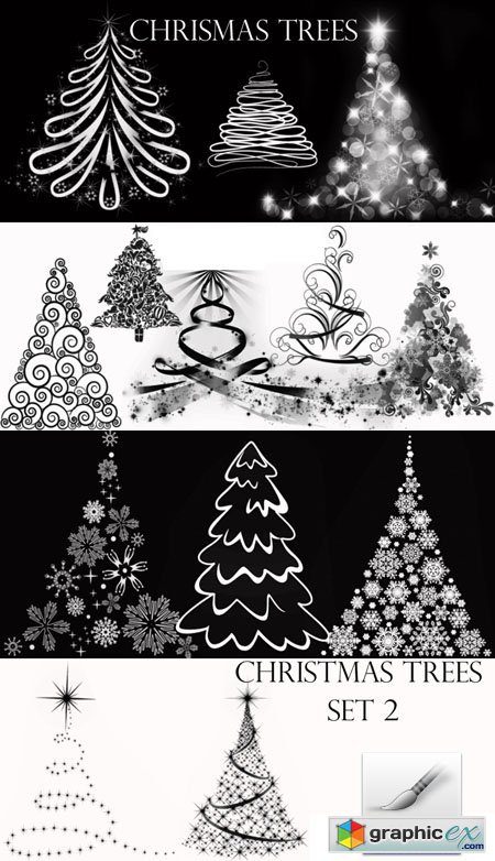 Christmas Tree Photoshop Brushes Set