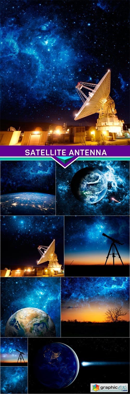 Space Satellite Antenna under beautiful star in blue sky 10x JPEG