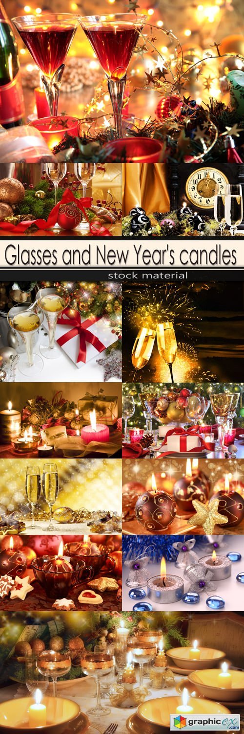 Glasses and New Year's candles