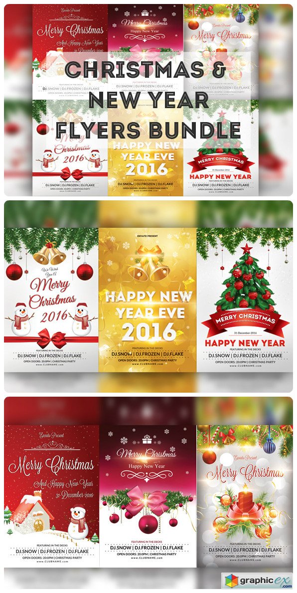 Christmas & New Year Flyers Bundle 478905