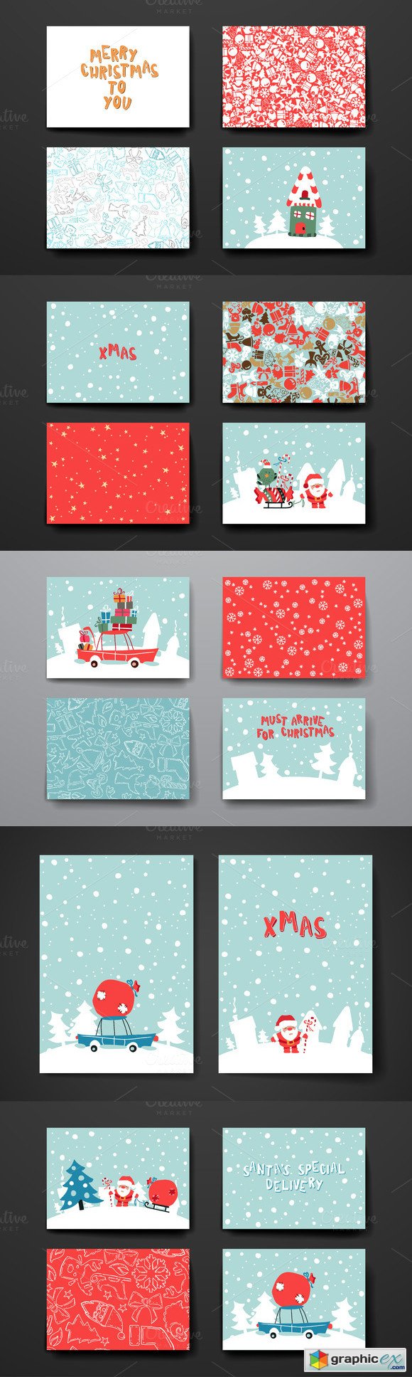 Set of Cards in Christmas style