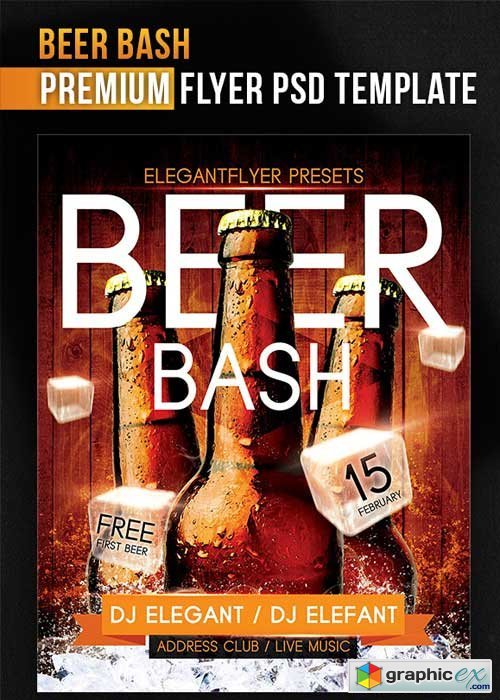 Beer Bash Flyer PSD Template + Facebook Cover