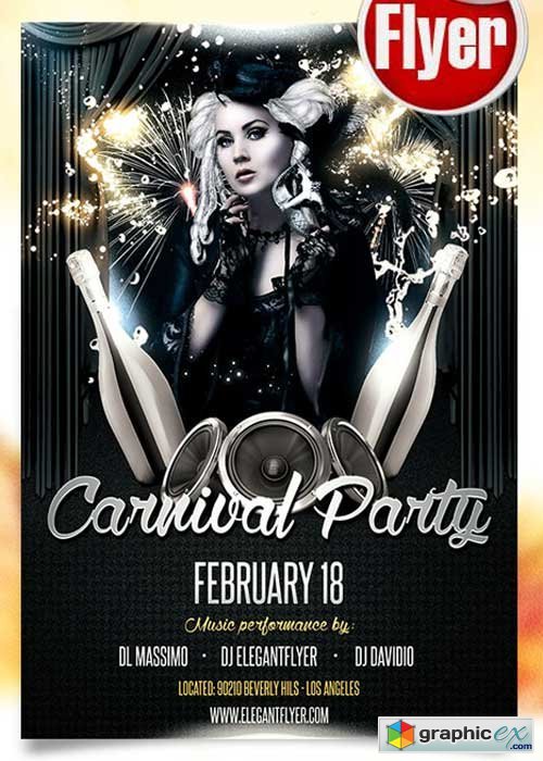Carnival Party Flyer PSD Template + Facebook Cover
