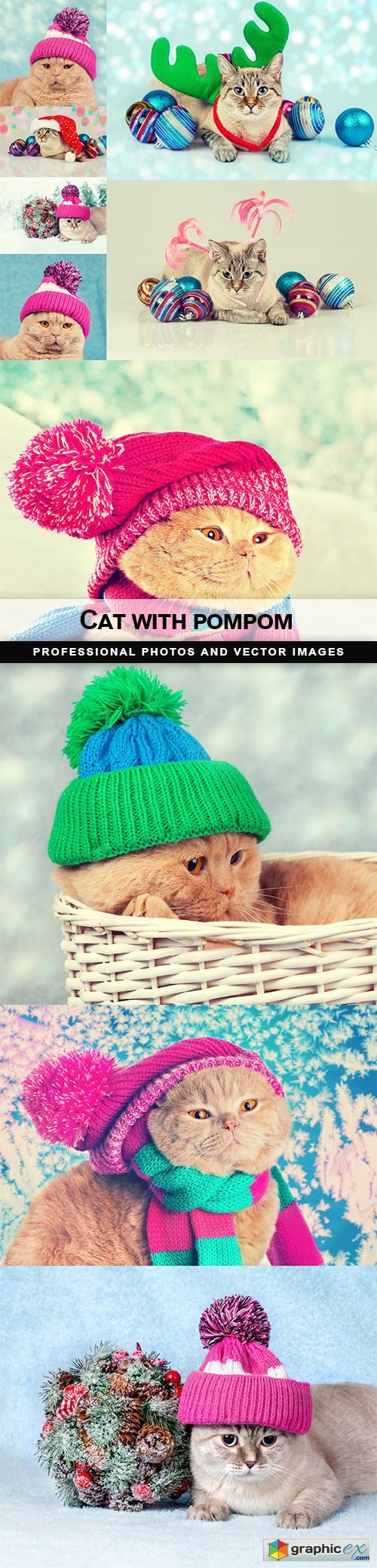 Cat with pompom