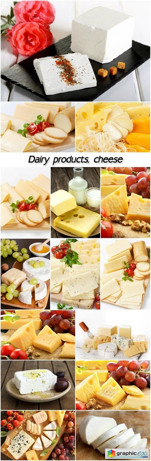 Dairy products, cheese, cottage cheese, feta cheese