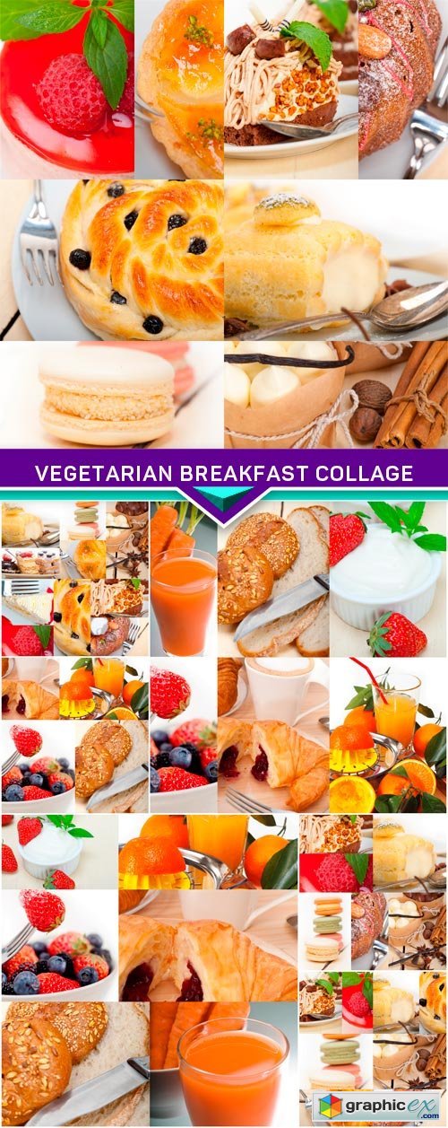Vegetarian breakfast collage 7x JPEG