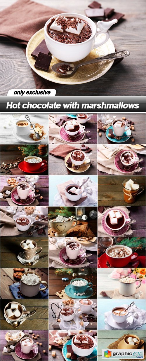 Hot chocolate with marshmallows - 25 UHQ JPEG