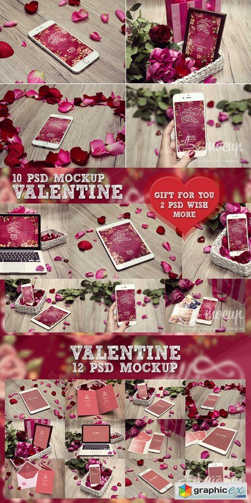 10 PSD Valentine Mockup + GIFT 2 PSD