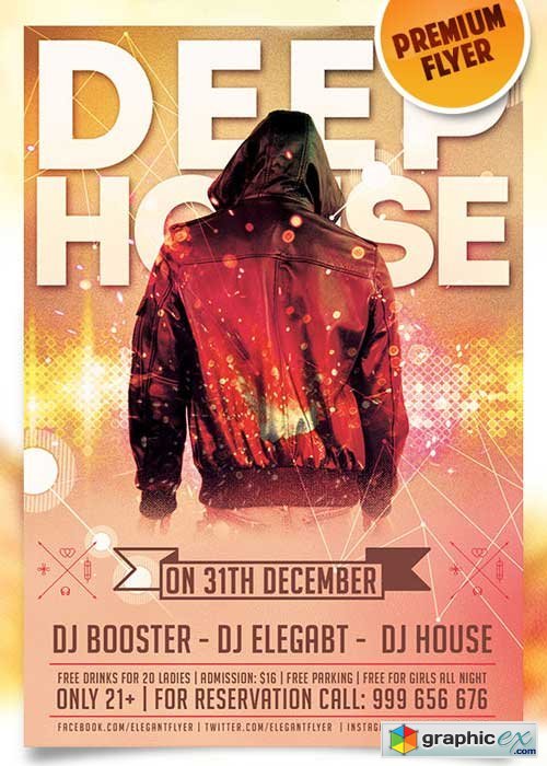 Deep House Flyer PSD Template + Facebook Cover