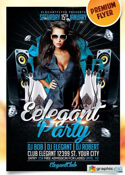 Elegant Party Flyer PSD Template + Facebook Cover
