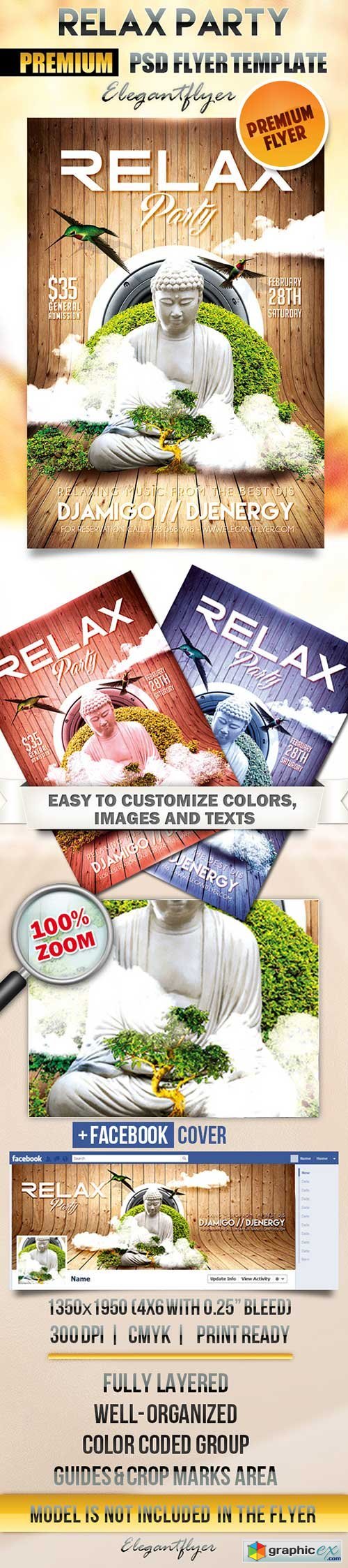 Relax Party Flyer PSD Template + Facebook Cover