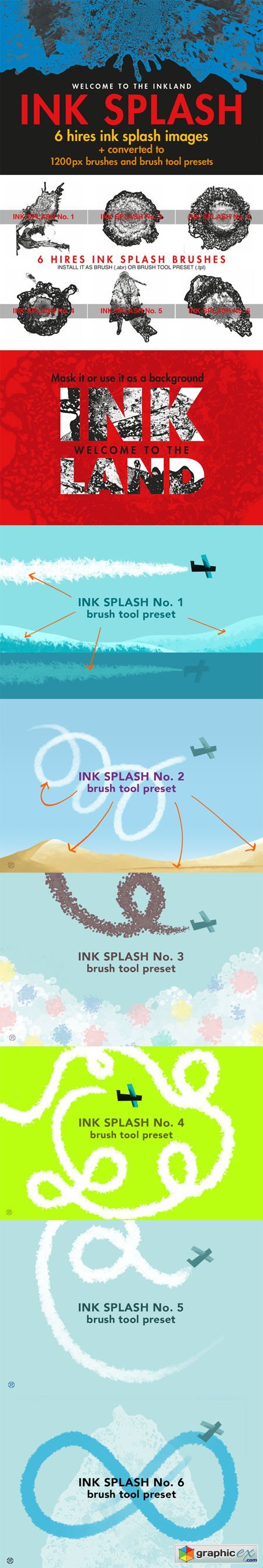 Ink Splash - 6 Images and Brushes