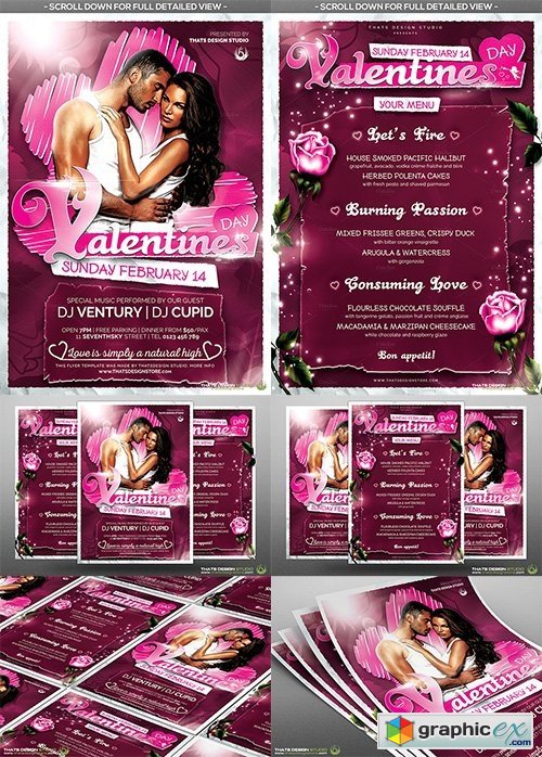 Valentines Day Flyer+Menu Bundle V7