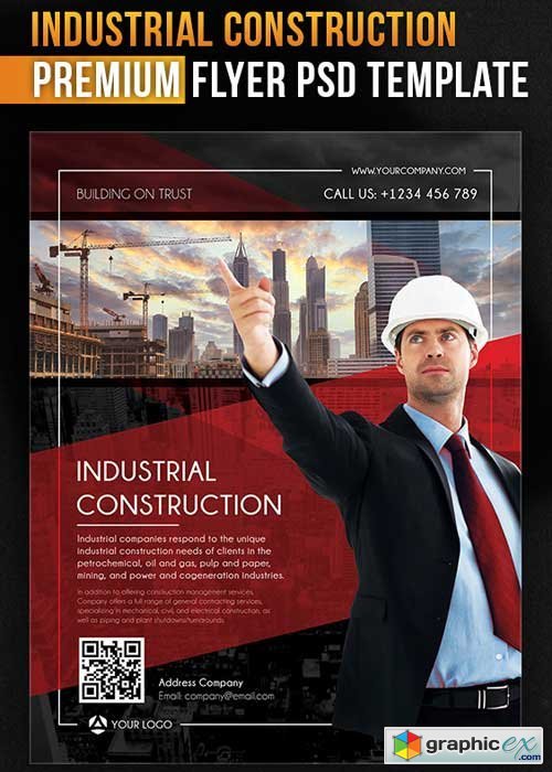 Industrial Construction Flyer PSD Template + Facebook Cover
