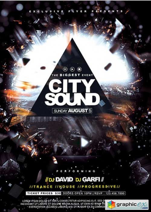 City Sound Premium Flyer Template + Facebook Cover