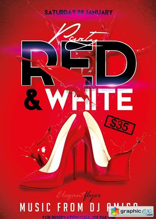  Red and White Party Flyer PSD Template + Facebook Cover