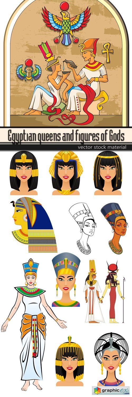 Egyptian queens and figures of Gods