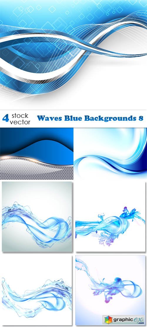 Vectors - Waves Blue Backgrounds 8