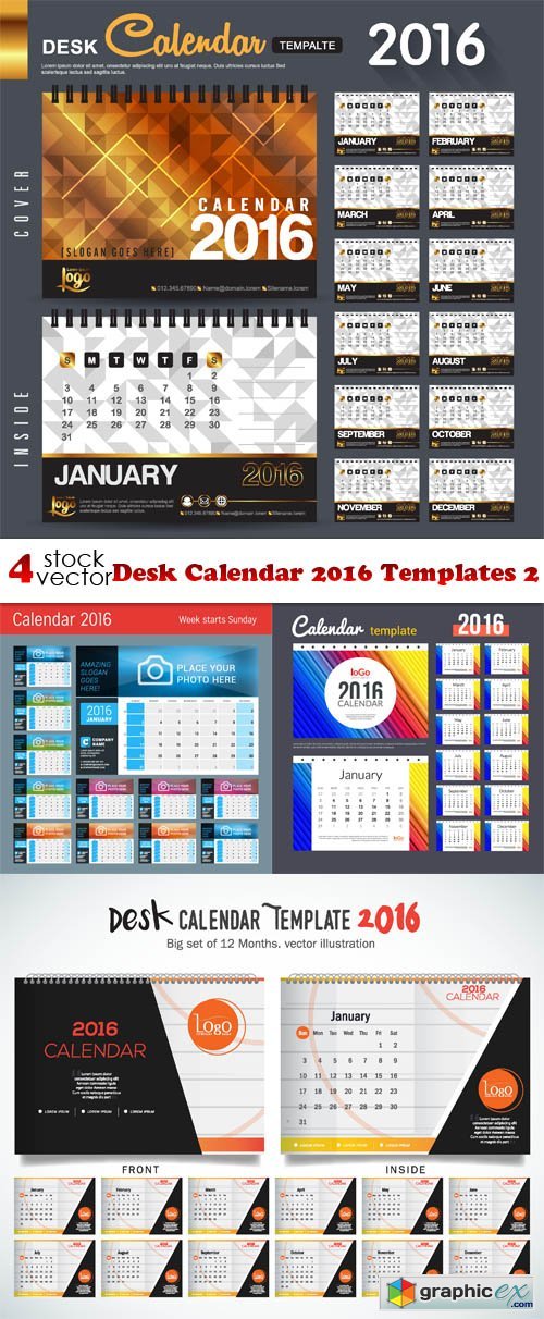 Vectors - Desk Calendar 2016 Templates 2