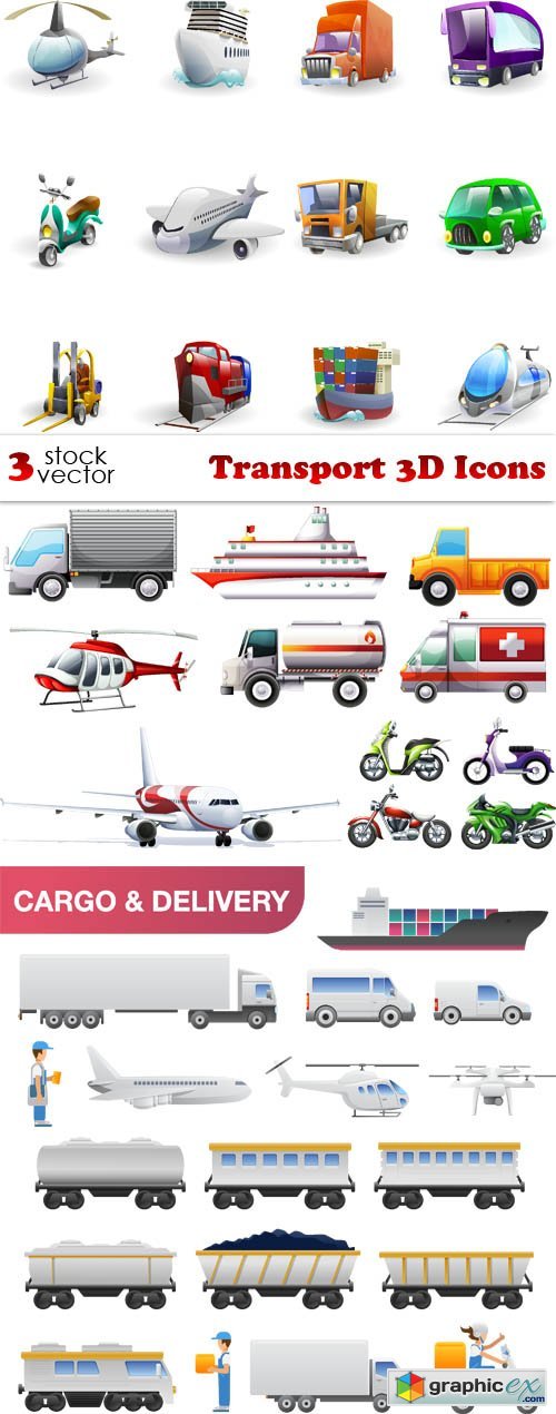Vectors - Transport 3D Icons