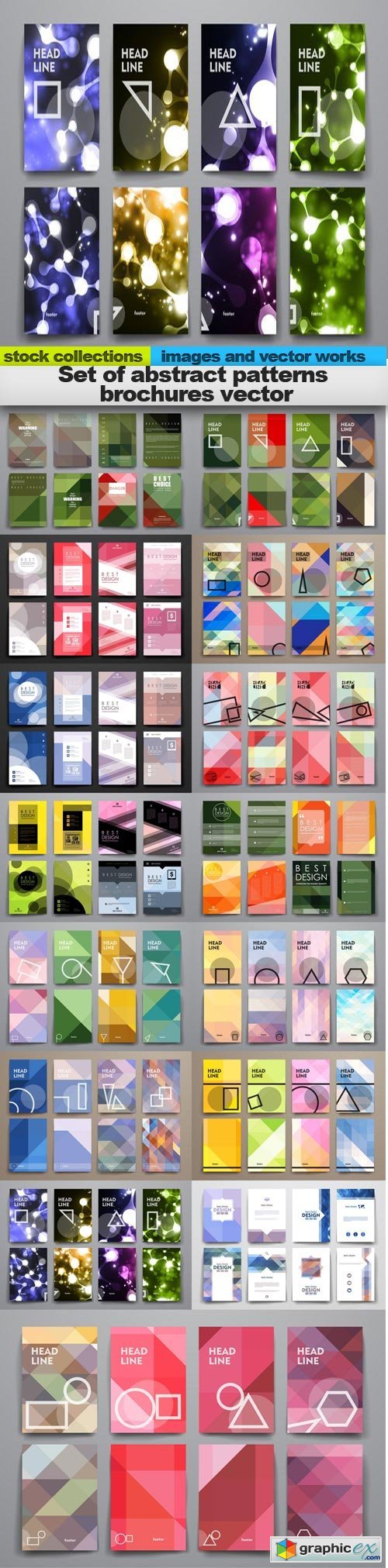 Set of abstract patterns brochures vector, 15 x EPS