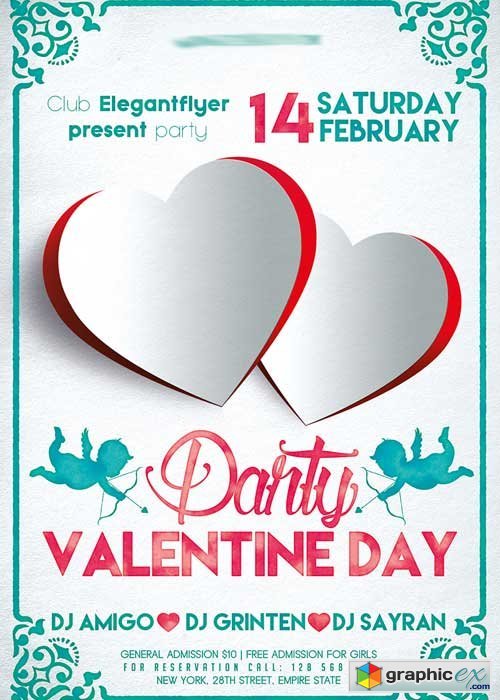  Valentines day Party V02 Flyer PSD Template + Facebook Cover