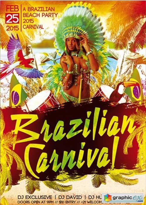  Brazilian Carnival Party Premium Flyer Template