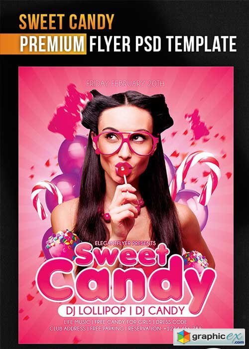  Sweet Candy Flyer PSD Template + Facebook Cover