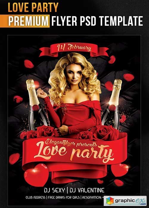  Love Party Flyer PSD Template + Facebook Cover