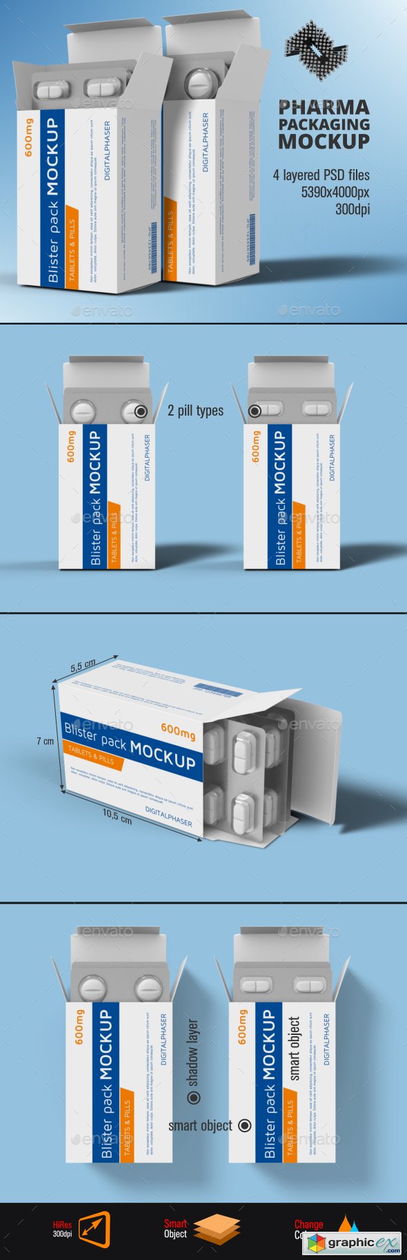 Tablets Capsule Blister Pack Box Mockup
