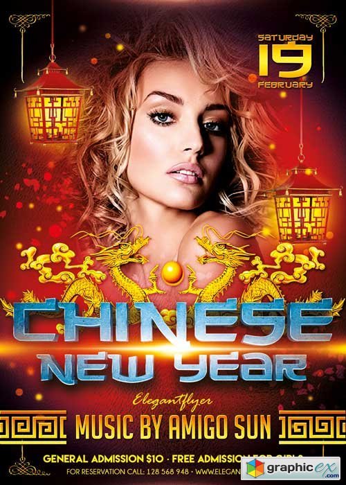  Chinese New Year V02 Flyer PSD Template + Facebook Cover