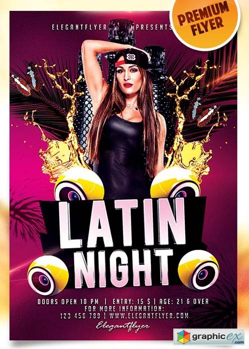  Latin Night Flyer PSD Template + Facebook Cover