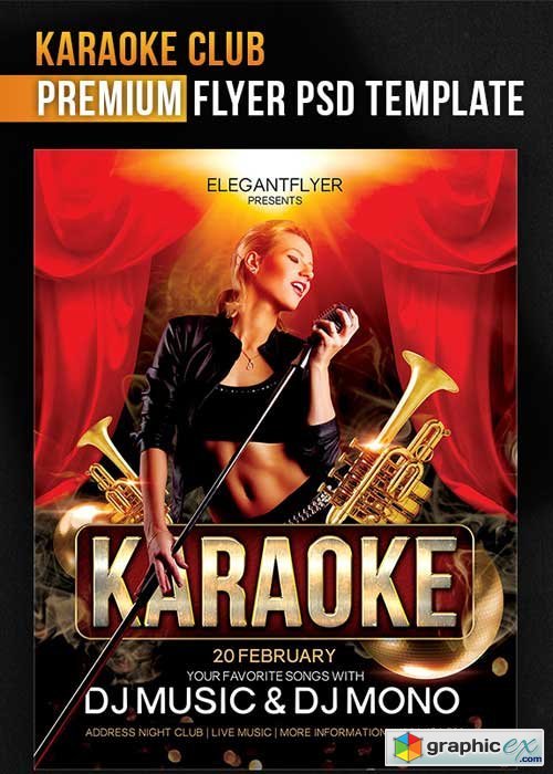  Karaoke Club Flyer PSD Template + Facebook Cover