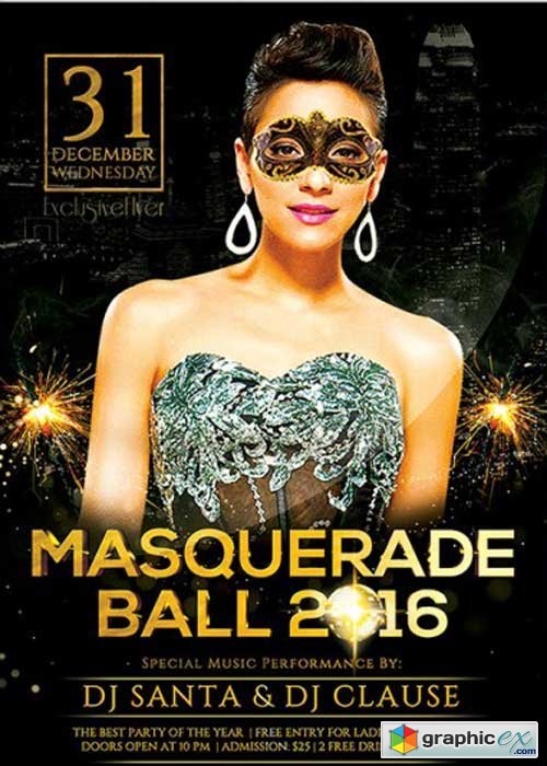  Masquerade Ball 2016 Premium Flyer Template + Facebook Cover