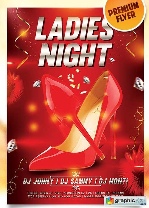  Ladies Party Flyer PSD Template + Facebook Cover