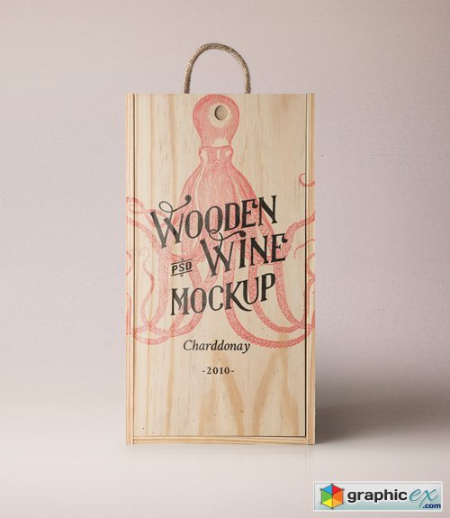  Psd Wine Wood Box Mockup
