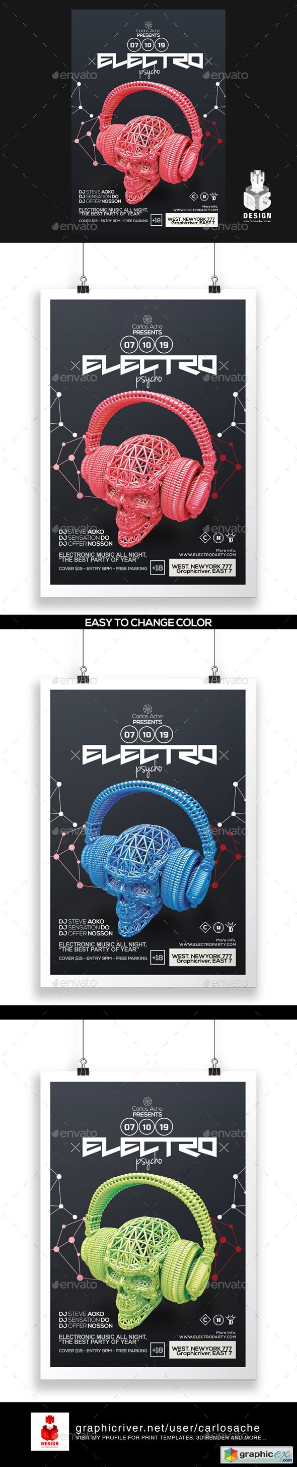 Electro Psycho Poster - Flyer Template