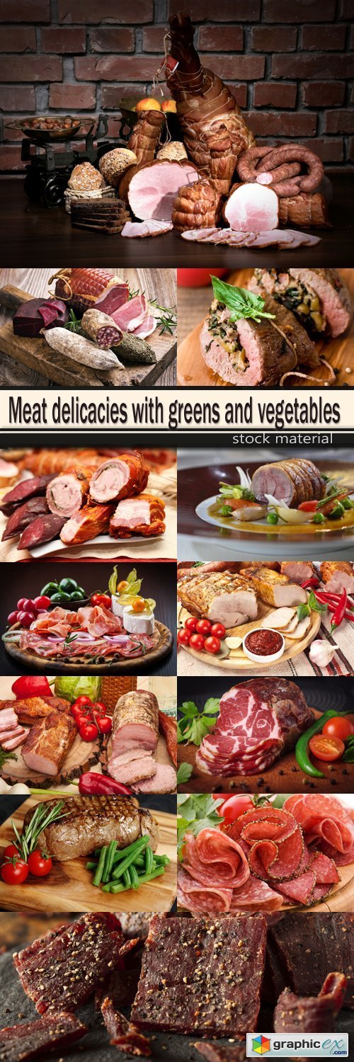 Meat delicacies with greens and vegetables