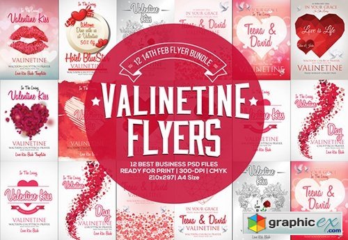 12 Valentine Flyers Bundle