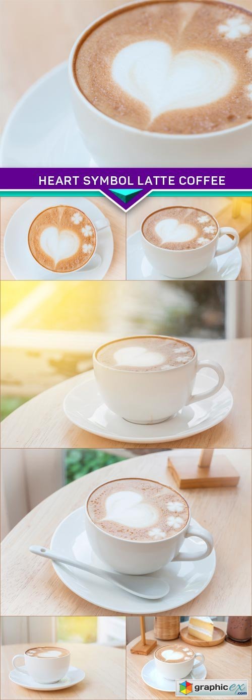 Heart symbol latte coffee 7x JPEG