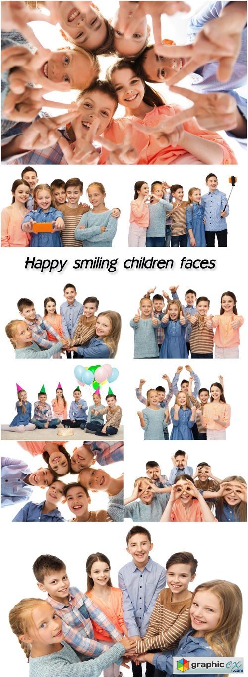 Happy smiling children faces