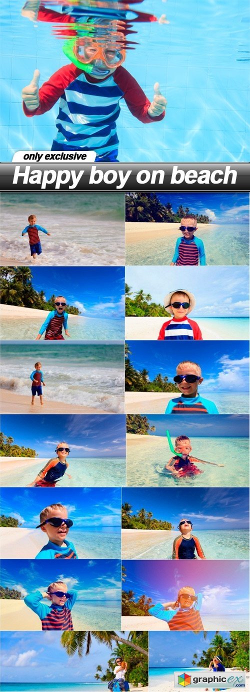 Happy boy on beach - 15 UHQ JPEG