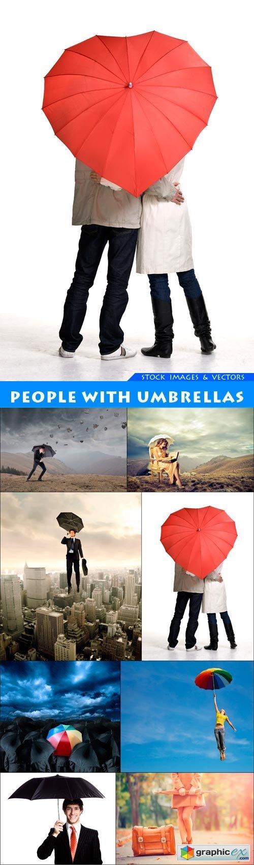 People with umbrellas 8X JPEG