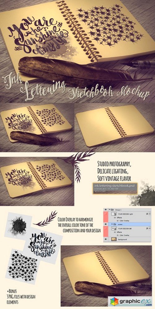 Ink Lettering Sketchbook Mockup