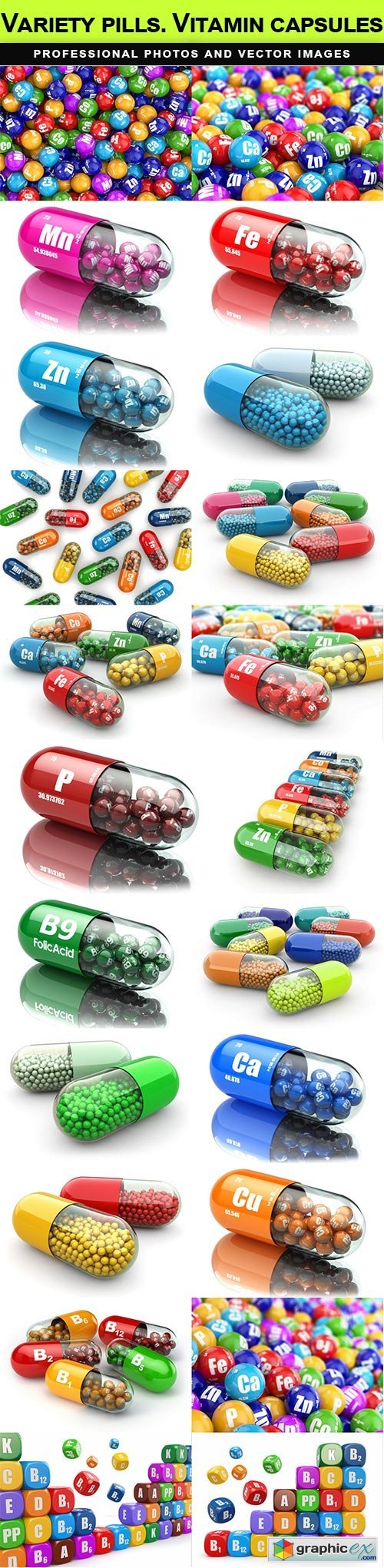 Variety pills. Vitamin capsules