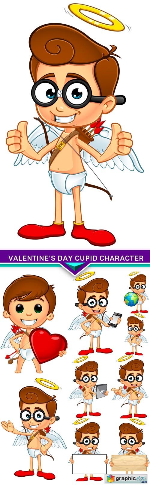 Valentine's Day Cupid Character 10x EPS