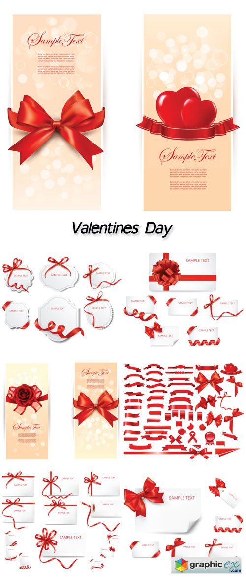 Collection ribbon banner, valentine day collection card