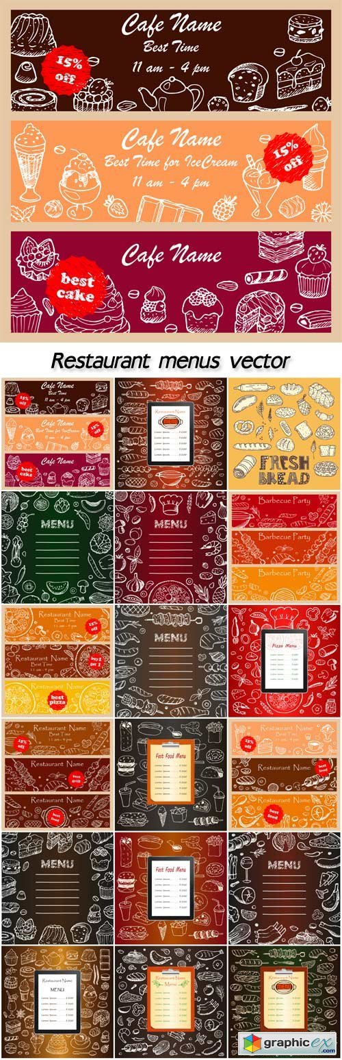 Restaurant menus, posters fast food vector