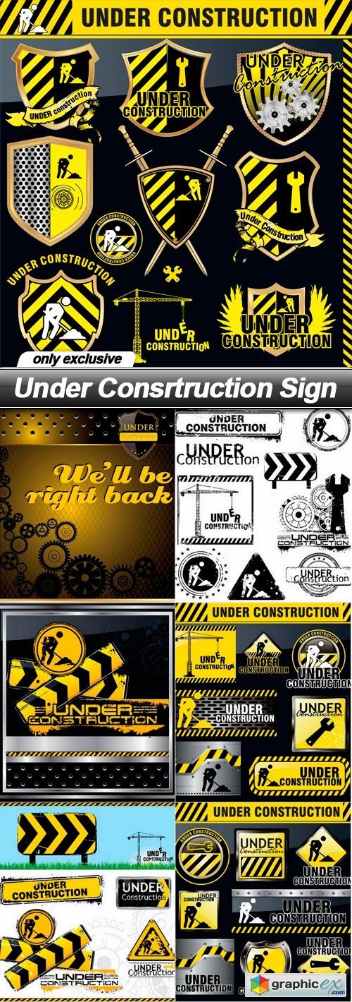  Under Consrtruction Sign - 7 EPS